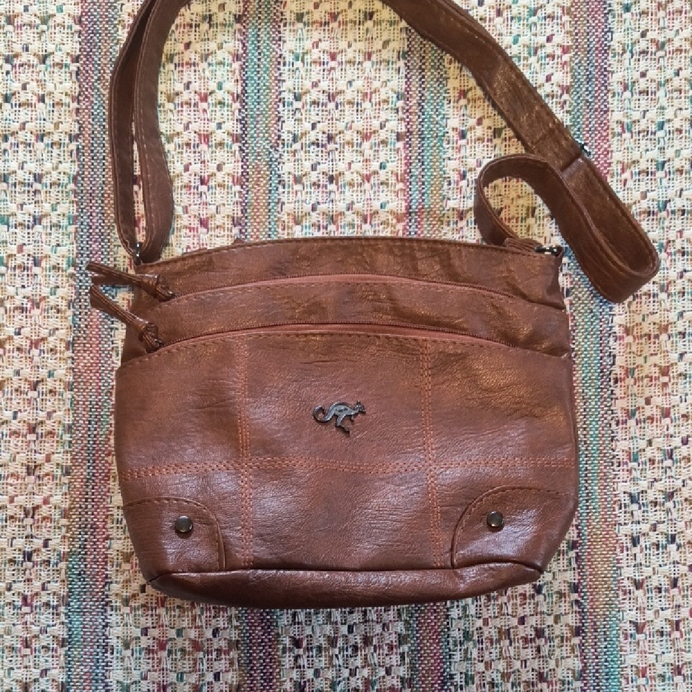 Brown Kangaroo Leather Crossbody Bag